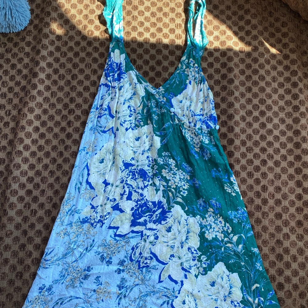Free People Mini Dress with blue and green floral print
